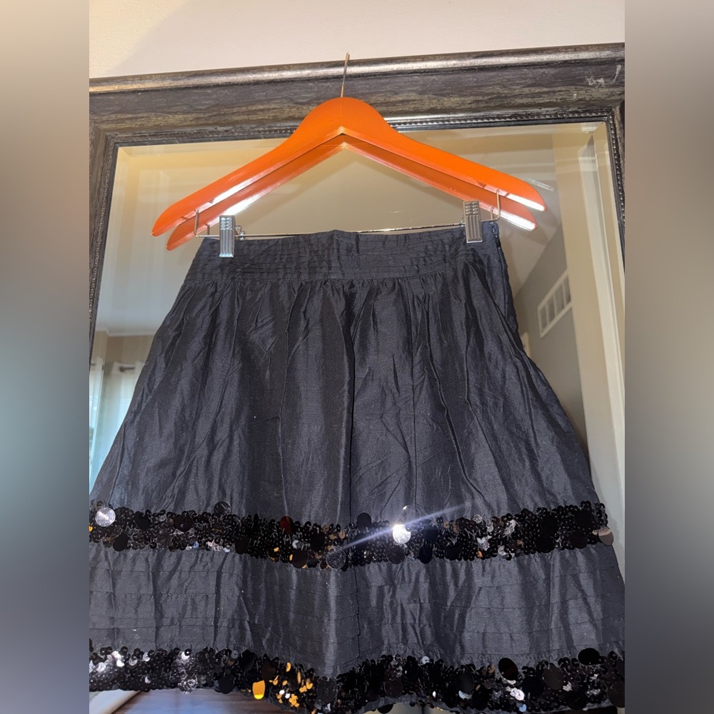 LOFT Black A-Line Skirt with Sequin Detail